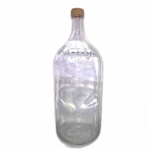 Бутылка стеклянная «Четверть» 3075мл. с пробкой 