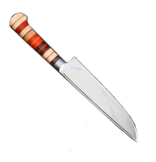 Нож охотничий Куруш малый, рукоять из текстолита (ёрма), гарда из олова 
