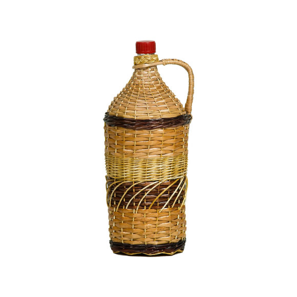 Бутылка стеклянная «Винная «Виноград» 2000 мл. оплетенная прутьями лозы 