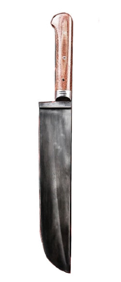 Нож охотничий Куруш большой, рукоять из текстолита (ёрма), гарда из олова 