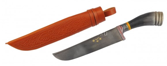 арт.4 Узбекский нож Пчак средний Сайгак гарда гравировка ШХ15, 17-19 см. 