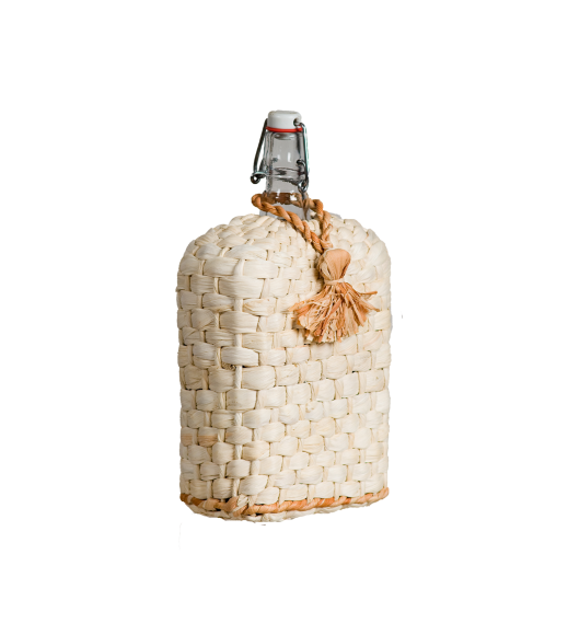 Бутылка стеклянная «Викинг» 1750 мл. оплетенная листями кукурузы 