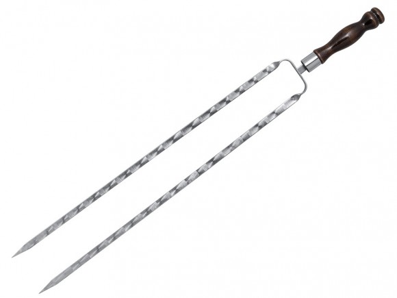 Шампур двойной вилка нерж 500х12х3 мм. с ручкой 