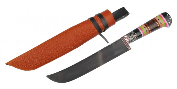арт.7 Узбекский нож Пчак средний Ёрма гарда гравировка ШХ15,16-18 см. 